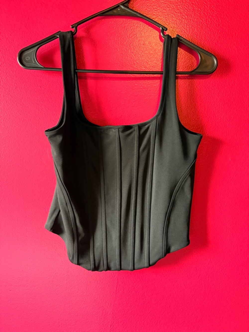 Express Black Structured Square-Neck Tank